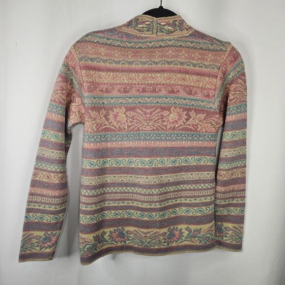 Vintage Teacher Cardigan Embroidered Beaded Sweater Size Small Paisley Cottage - Picture 4 of 6